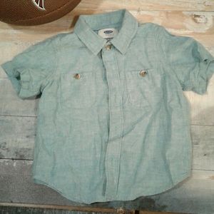 Blue old navy button up shirt.